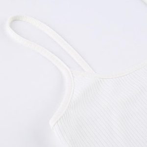 Chic Plain White Back to School Dress for Y2K Aesthetic and Coquette Style Outfits