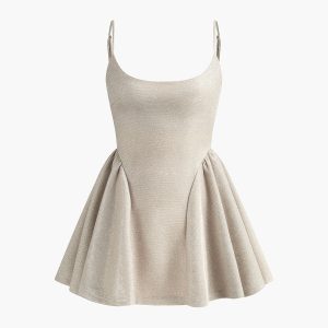 Chic Purl Low Cut Sleeveless Dress for Y2K Aesthetic and Coquette Style Outfits