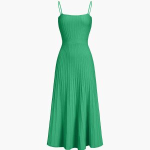 Chic Rib Midi Sundress for Y2K Aesthetic, Perfect for Coquette and Grunge Styles