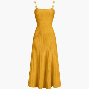 Chic Rib Midi Sundress for Y2K Aesthetic, Perfect for Coquette and Grunge Styles