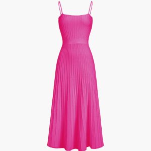 Chic Rib Midi Sundress for Y2K Aesthetic, Perfect for Coquette and Grunge Styles