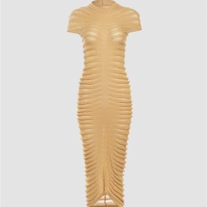 Chic Ruched Bodycon Maxi Dress - Y2K Aesthetic Fashion for Effortless Style