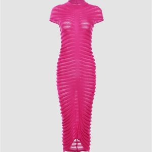 Chic Ruched Bodycon Maxi Dress - Y2K Aesthetic Fashion for Effortless Style