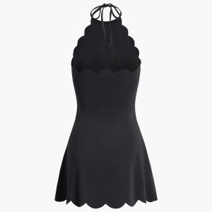 Chic Scalloped Hem Dress for Y2K Fashion Lovers - Perfect for Coquette and Grunge Aesthetics