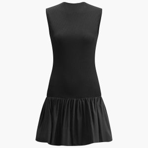 Chic Sleeveless Backless Crew Neck Mini Dress for Y2K Fashion and Coquette Aesthetic