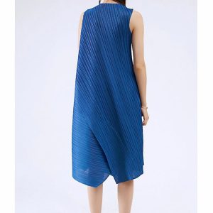 Chic Sleeveless Irregular Pleated Midi Dress for Y2K Aesthetic and Coquette Style