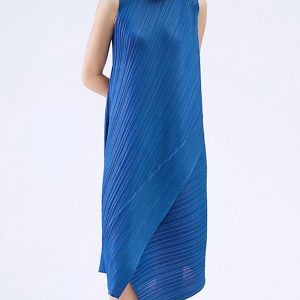 Chic Sleeveless Irregular Pleated Midi Dress for Y2K Aesthetic and Coquette Style