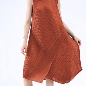 Chic Sleeveless Irregular Pleated Midi Dress for Y2K Aesthetic and Coquette Style