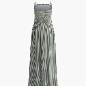 Chic Sleeveless Pinstripe Maxi Dress for Effortless Y2K Style and Coquette Aesthetic