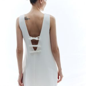 Chic Solid Backless Knotted Sleeveless Dress for Y2K Aesthetic and Coquette Style