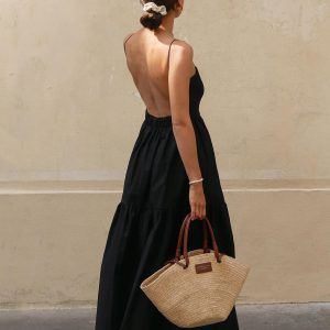 Chic Solid Backless Long Dress for Effortless Y2K Style and Coquette Aesthetic