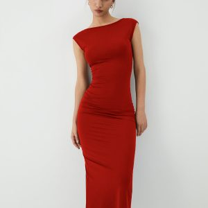 Chic Solid Backless Midi Dress for Effortless Y2K Style and Coquette Aesthetic