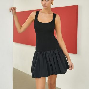 Chic Solid Basic Short Dress for Effortless Y2K Style and Coquette Aesthetic Looks