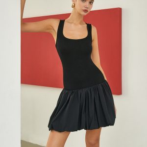 Chic Solid Basic Short Dress for Effortless Y2K Style and Coquette Aesthetic Looks