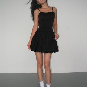 Chic Solid Cami Short Dress for Y2K Aesthetic Outfits and Coquette Style Looks