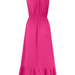 Chic Solid Color Halter Neck V Sleeveless Dress for Effortless Y2K Style