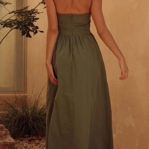 Chic Solid Color Halterneck Backless A-Line Dress for Y2K Fashion Lovers