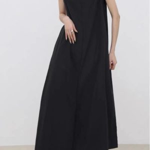 Chic Solid Color Irregular Long Dress for Effortless Y2K Aesthetic Style