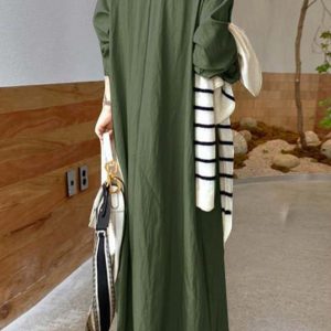 Chic Solid Color Lapel V Neck Long Sleeve Dress for Effortless Y2K Aesthetic Style