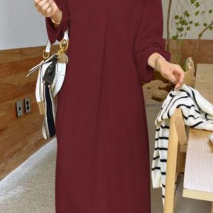 Chic Solid Color Lapel V Neck Long Sleeve Dress for Effortless Y2K Aesthetic Style