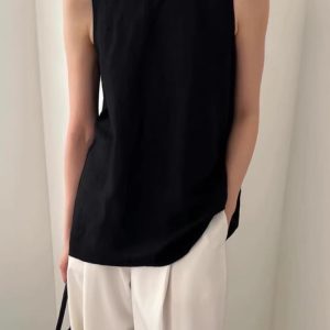 Chic Solid Color Sleeveless Tank Top for Y2K Aesthetic and Coquette Style Outfits