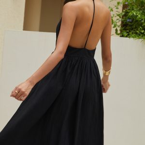 Chic Solid Halter Long Dress for Effortless Y2K Style and Coquette Aesthetic Vibes