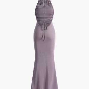 Chic Solid Knotted Maxi Dress - Effortless Y2K Style for Trendy Outfits