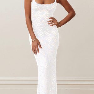 Chic Solid Lace Slit Cami Dress for Y2K Aesthetic and Coquette Style Enthusiasts