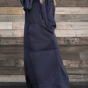 Chic Solid Pocketed Slit Hem Hoodie Dress for Effortless Y2K Style and Comfort