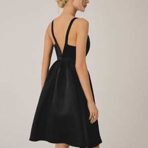 Chic Solid V Neck Satin Mini Dress for Effortless Y2K Style and Coquette Aesthetic