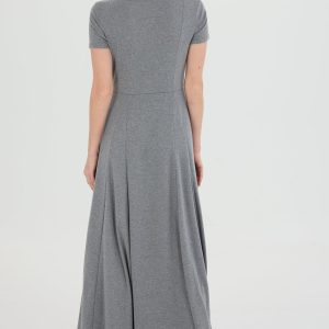 Chic Square Neck Knit Dress with Single-Breasted Design for Y2K Aesthetic Style