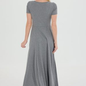 Chic Square Neck Knit Dress with Single-Breasted Design for Y2K Aesthetic Style