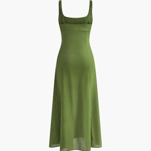 Chic Square Neck Sleeveless Dress - Y2K Aesthetic Fashion for Effortless Style