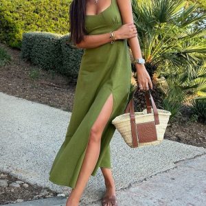 Chic Square Neck Sleeveless Dress - Y2K Aesthetic Fashion for Effortless Style