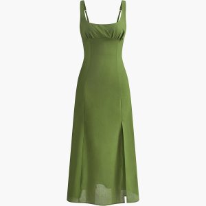 Chic Square Neck Sleeveless Dress - Y2K Aesthetic Fashion for Effortless Style