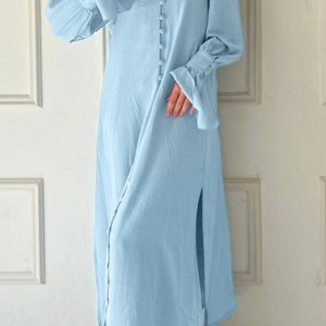 Chic Stand Neck Single-Breasted Shirt Dress for Y2K Fashion and Coquette Aesthetic