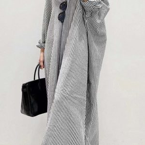 Chic Stripe Lapel Midi Dress - Effortless Y2K Style for Trendy Outfits