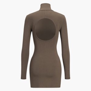 Chic Turtleneck Open Back Long Sleeve Mini Dress for Y2K Fashion Lovers