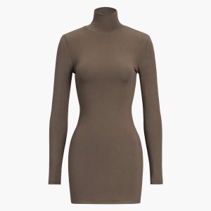 Chic Turtleneck Open Back Long Sleeve Mini Dress for Y2K Fashion Lovers