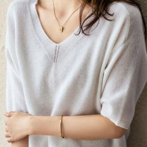 Chic Urban Solid Color V-Neck Knitting Pullover for Y2K Aesthetic Outfits