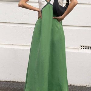 Chic V Neck Sleeveless Maxi Dress for Effortless Y2K Style and Coquette Aesthetic