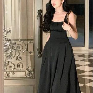 Chic Vintage Sleeveless Party Dress for Women - Elegant Solid Graduation & Prom Robe