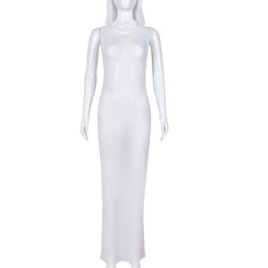 Chic White Sleeveless Hoodie Dress - Y2K Aesthetic Cover-Up for Effortless Style