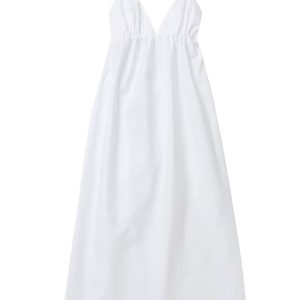 Chic White V Neck Backless Cami Midi Dress for Y2K Fashion and Coquette Aesthetic Styles