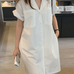 Chic Y2K Aesthetic Lapel Single Breasted Shirt Dress for Effortless Style