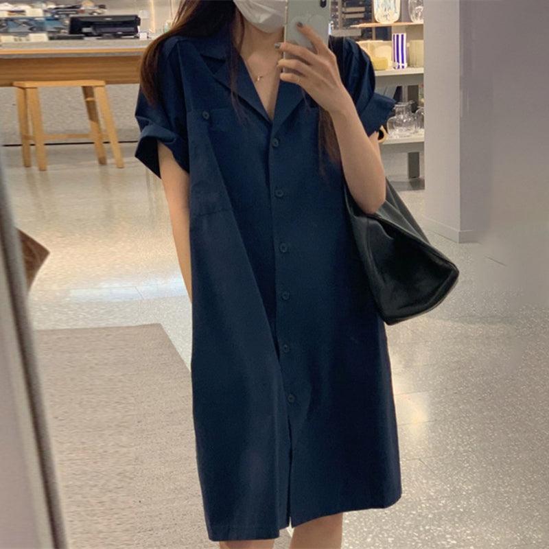 Chic Y2K Aesthetic Lapel Single Breasted Shirt Dress for Effortless Style