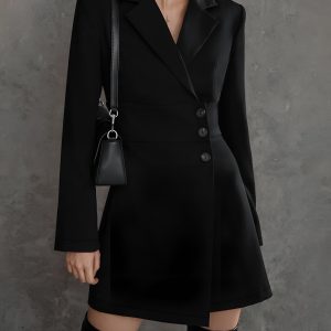 Chic Y2K Blazer Dress with Long Sleeves - Stylish Short Dress for Trendy Outfits