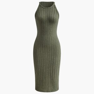 Chic Y2K Crew Neck Sleeveless Dress for Effortless Coquette Aesthetic Style