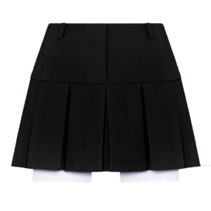 Chic Y2K Fashion Black Blazer Set: Cropped Jacket & Mini Skirt for Casual Streetwear Style