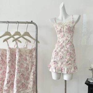 Chic Y2K Floral Mini Dress Set with Short Cardigan - Stylish Summer Party Outfit for Women